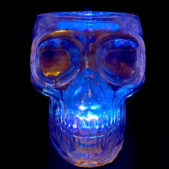 Bath and body works glass skull candle holder